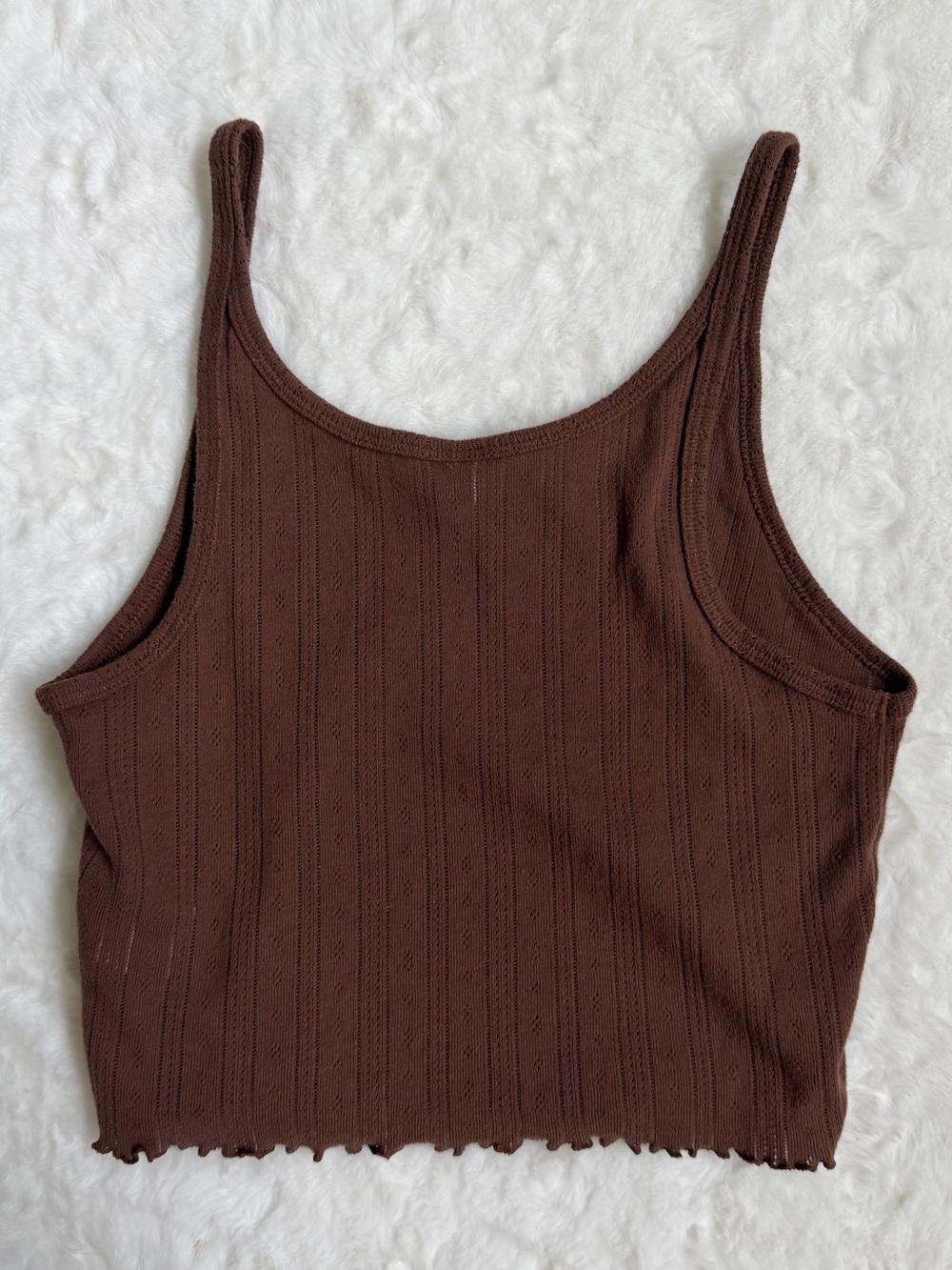 Colsie Brown Ribbed Crop Tank Top - Picture 2 of 4